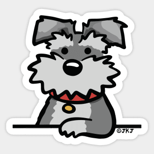 Floppy Eared Schnauzer Cartoon Grey Dog Sticker
